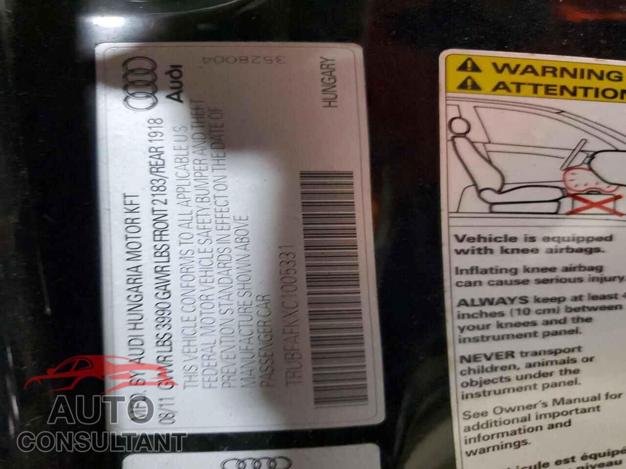 AUDI TT 2012 - TRUBFAFKXC1005331