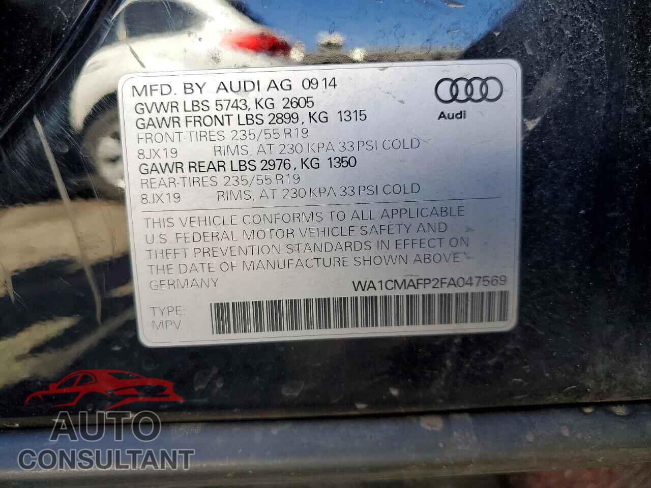 AUDI Q5 2015 - WA1CMAFP2FA047569