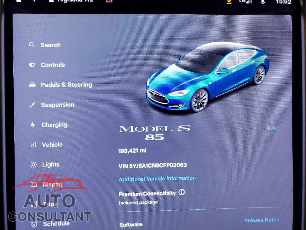 TESLA MODEL S 2012 - 5YJSA1CN8CFP03063