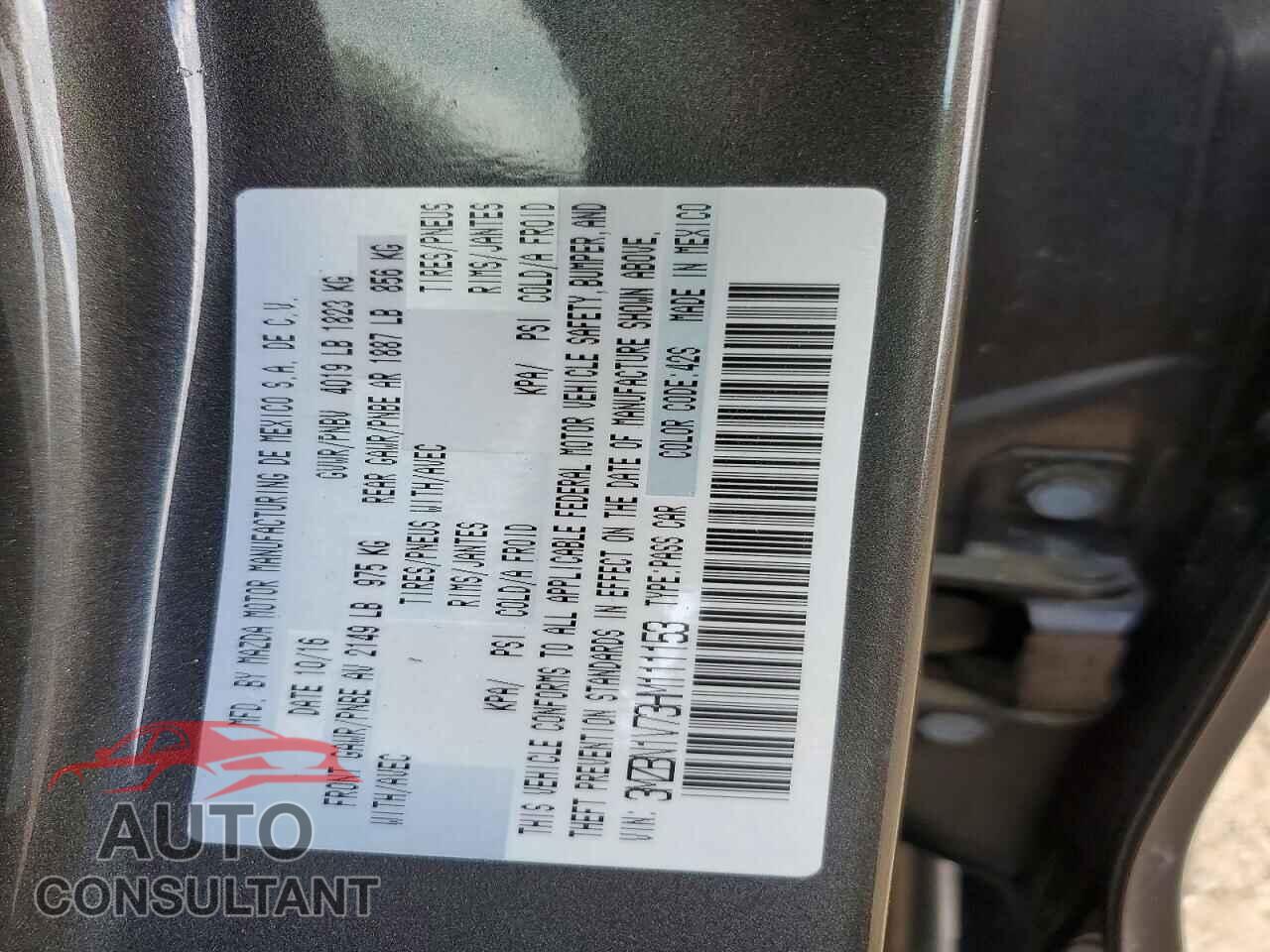 MAZDA 3 2017 - 3MZBN1V73HM111153