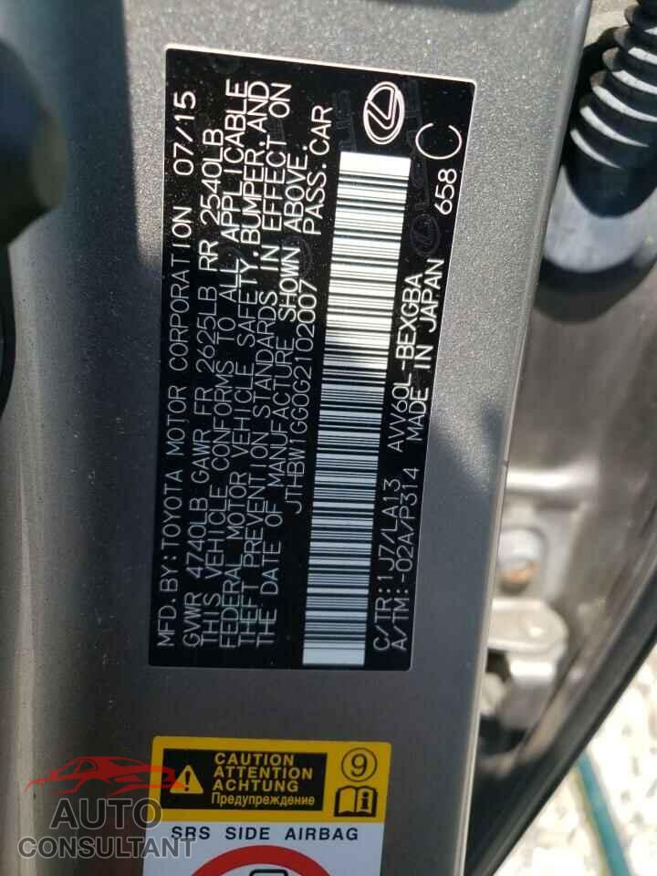 LEXUS ES300 2016 - JTHBW1GG0G2102007