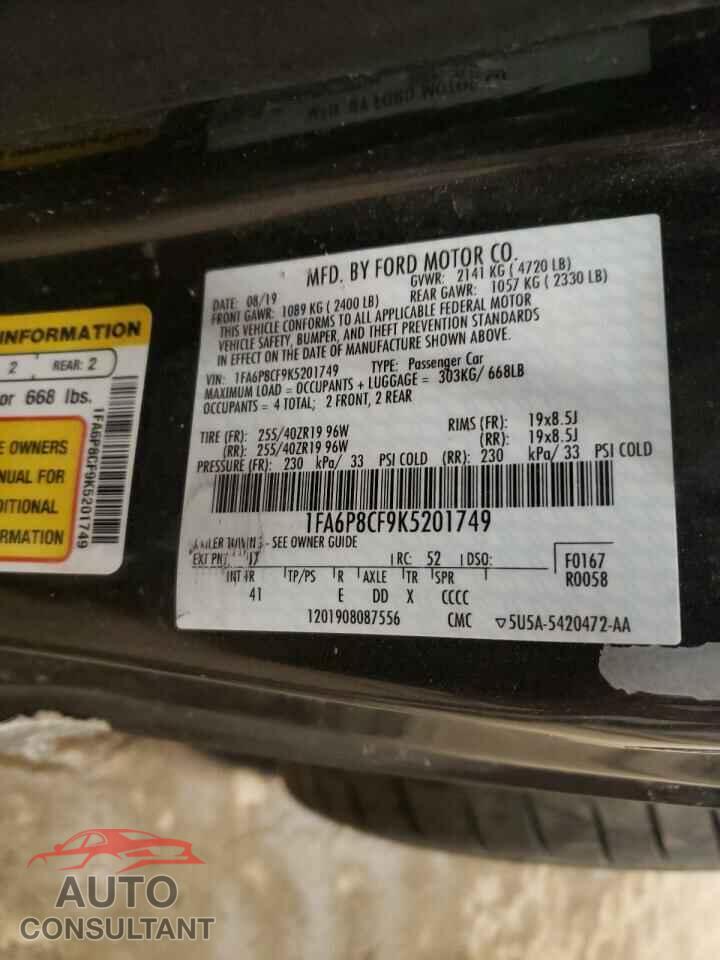 FORD MUSTANG 2019 - 1FA6P8CF9K5201749