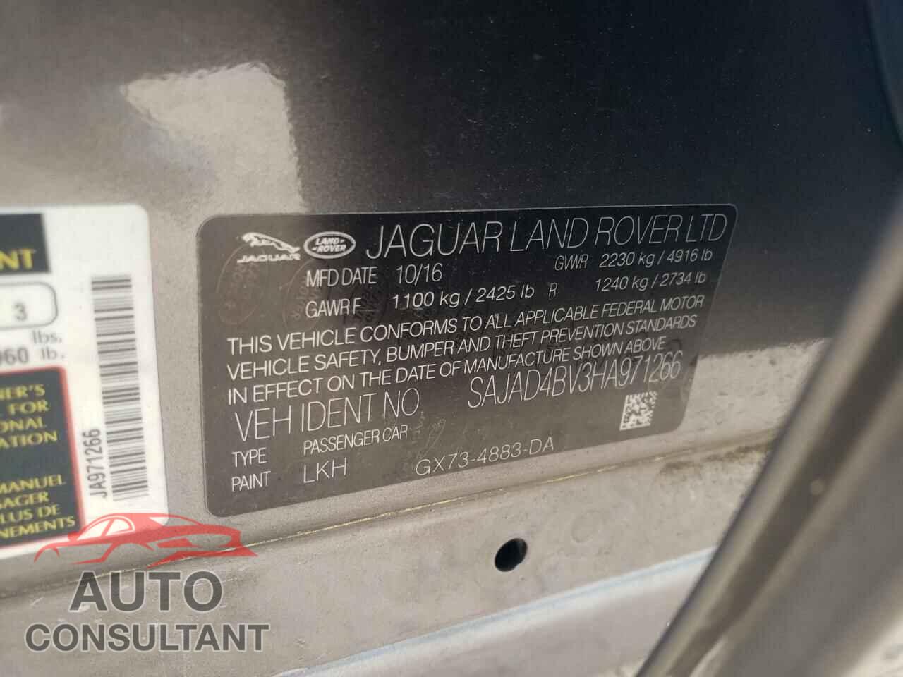 JAGUAR XE 2017 - SAJAD4BV3HA971266