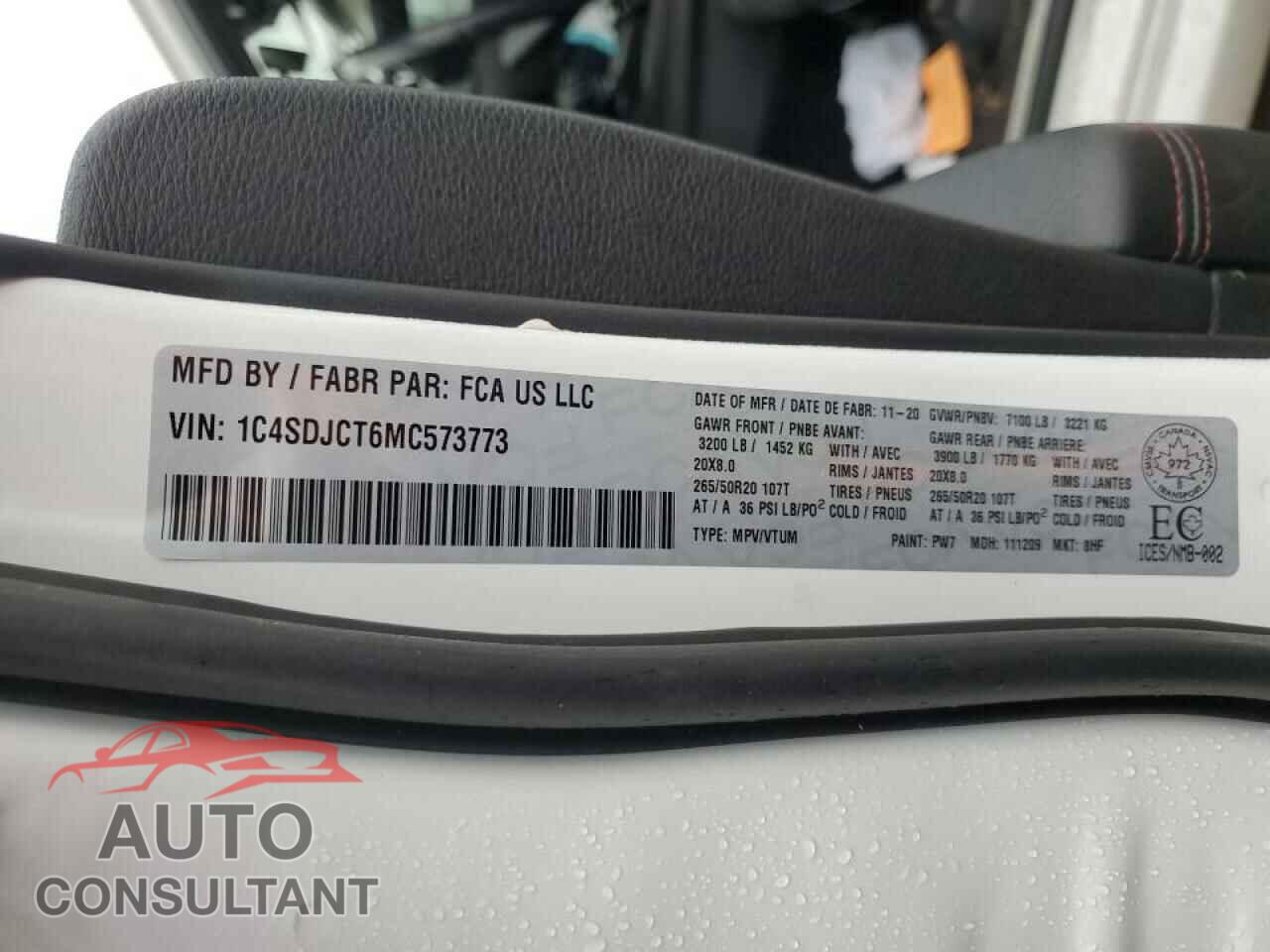 DODGE DURANGO 2021 - 1C4SDJCT6MC573773