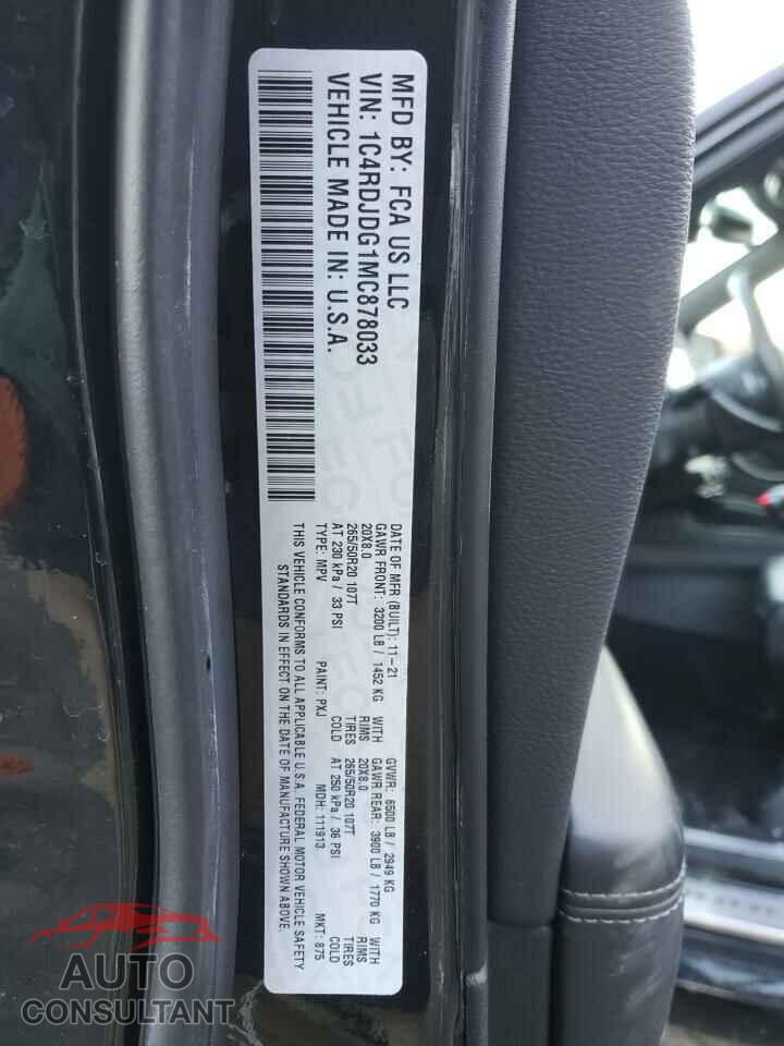 DODGE DURANGO 2021 - 1C4RDJDG1MC878033