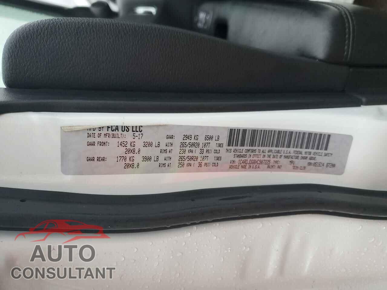 DODGE DURANGO 2017 - 1C4RDJDG6HC907225