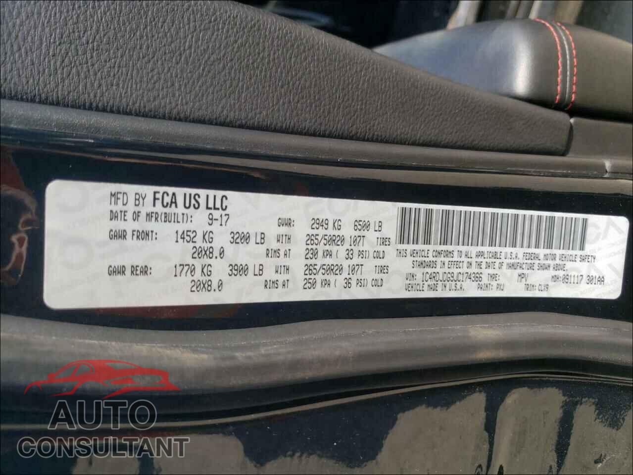 DODGE DURANGO 2018 - 1C4RDJDG9JC174366