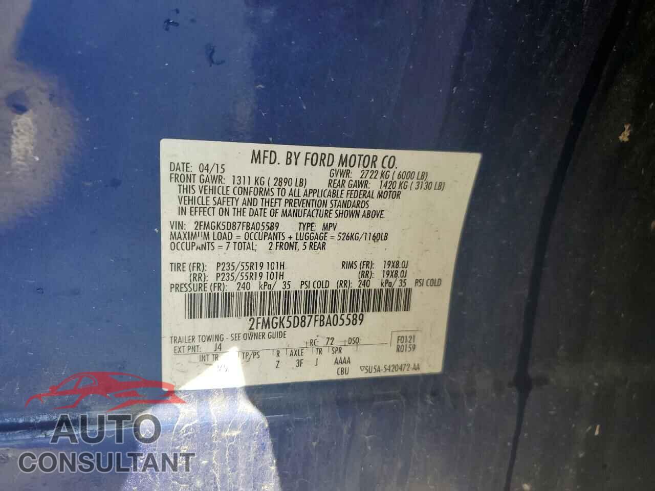 FORD FLEX 2016 - 2FMGK5D87FBA05589