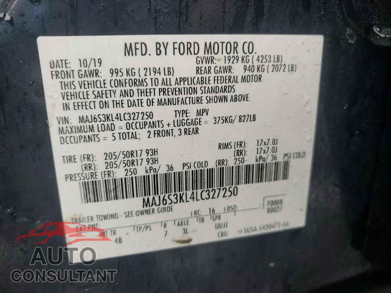 FORD ECOSPORT 2020 - MAJ6S3KL4LC327250