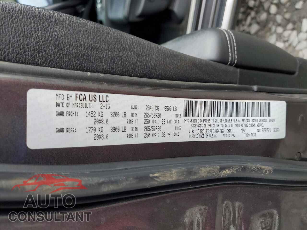 DODGE DURANGO 2015 - 1C4RDJEG7FC764362