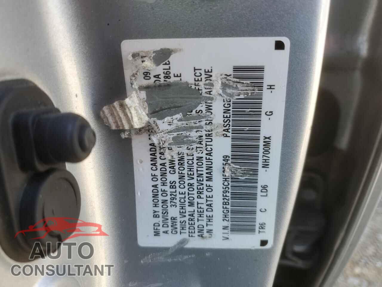 HONDA CIVIC 2012 - 2HGFB2F95CH526549