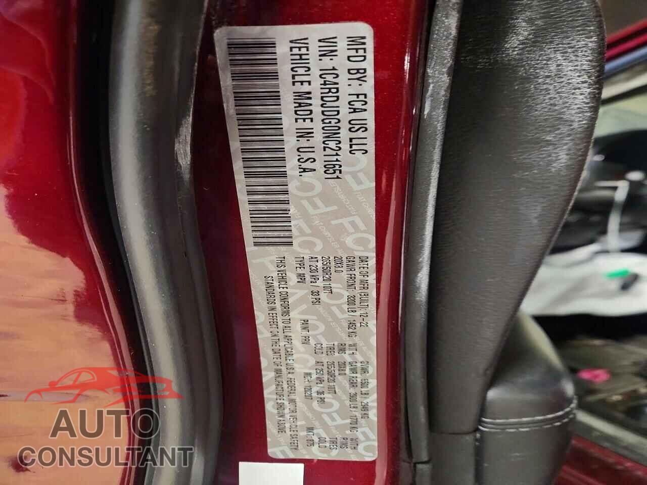 DODGE DURANGO 2022 - 1C4RDJDG0NC211651