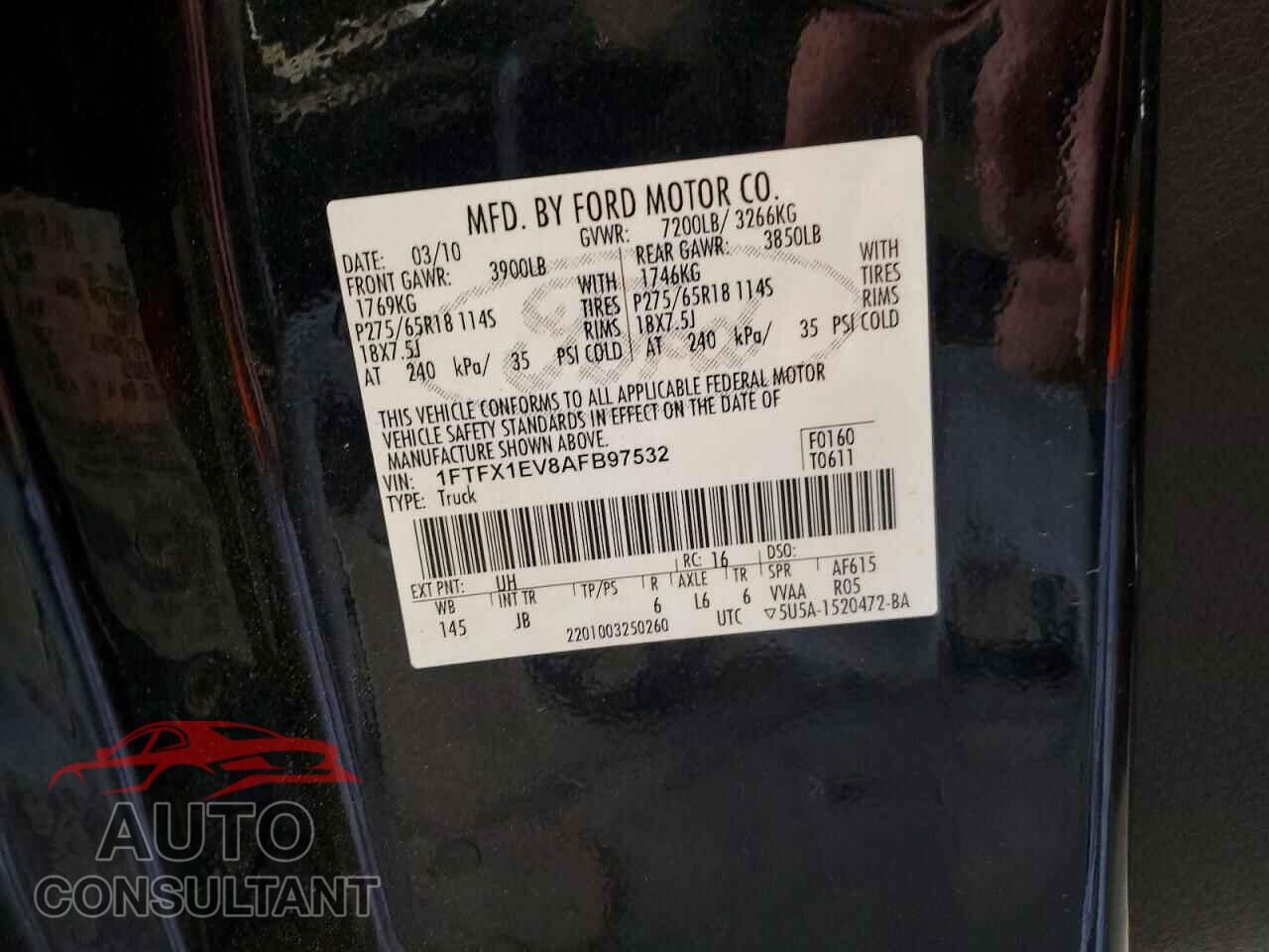FORD F150 2010 - 1FTFX1EV8AFB97532