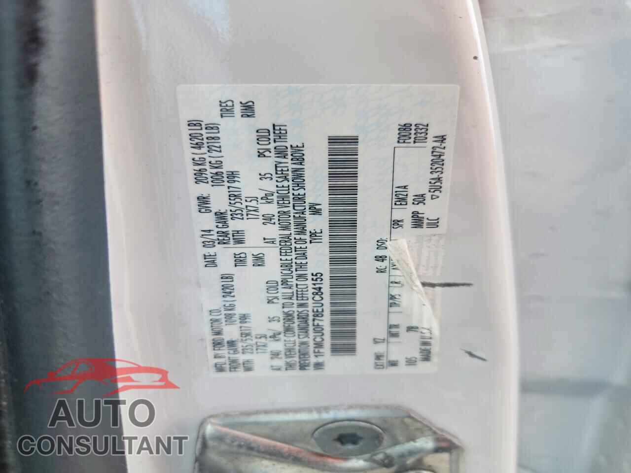FORD ESCAPE 2014 - 1FMCU0F78EUC84155