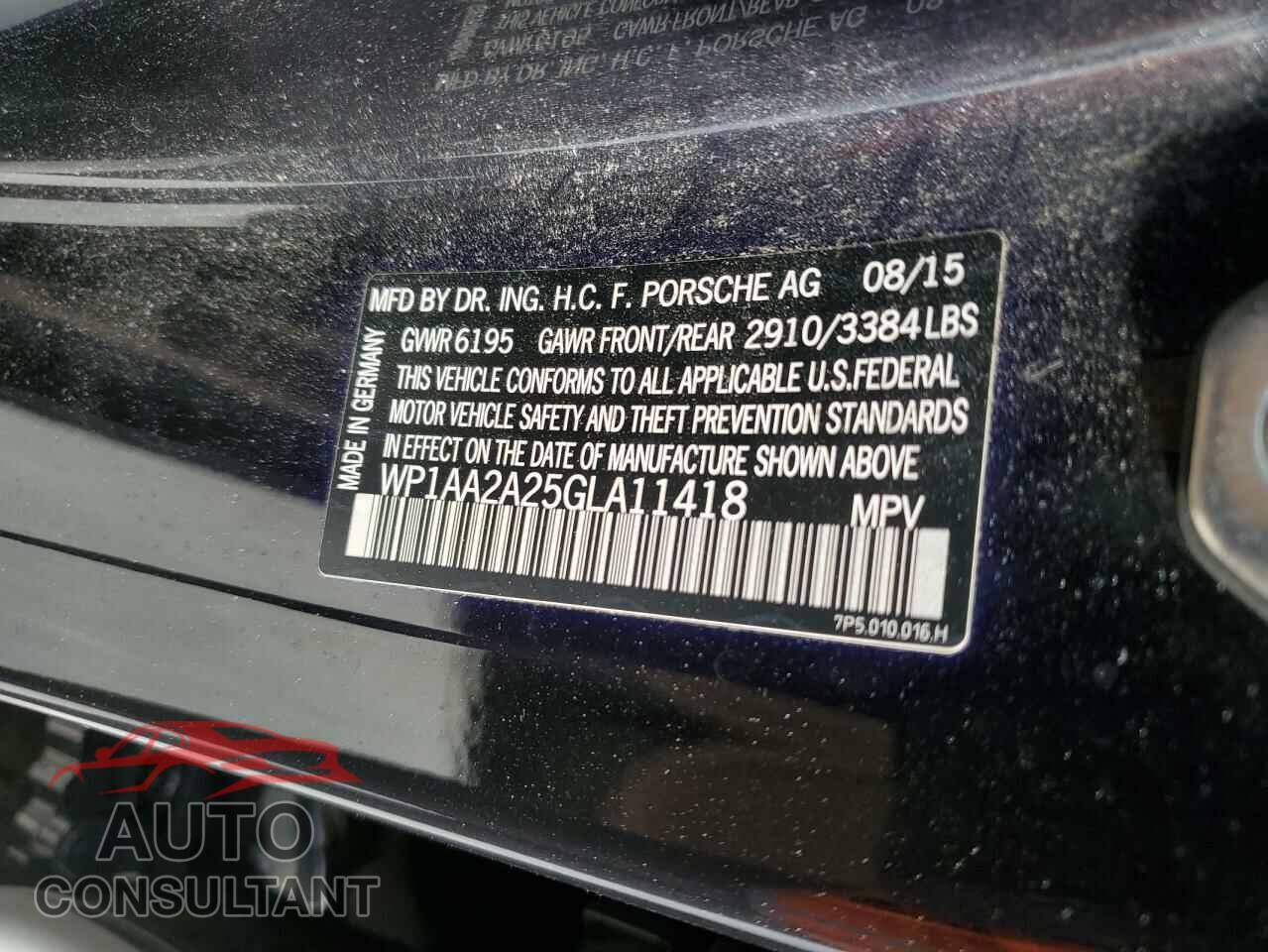 PORSCHE CAYENNE 2016 - WP1AA2A25GLA11418