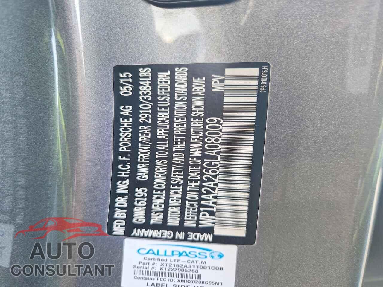 PORSCHE CAYENNE 2016 - WP1AA2A26GLA08009