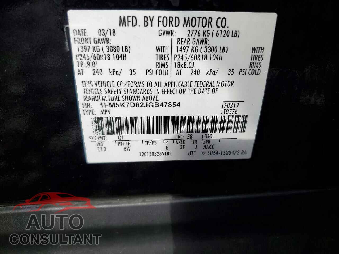 FORD EXPLORER 2018 - 1FM5K7D82JGB47854