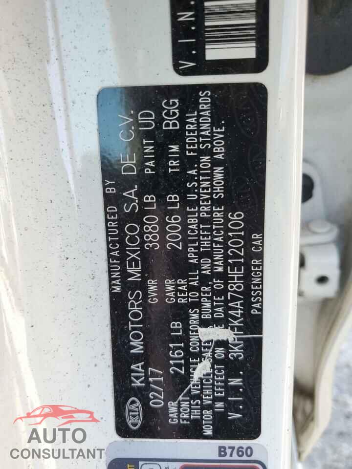 KIA FORTE 2017 - 3KPFK4A78HE120106