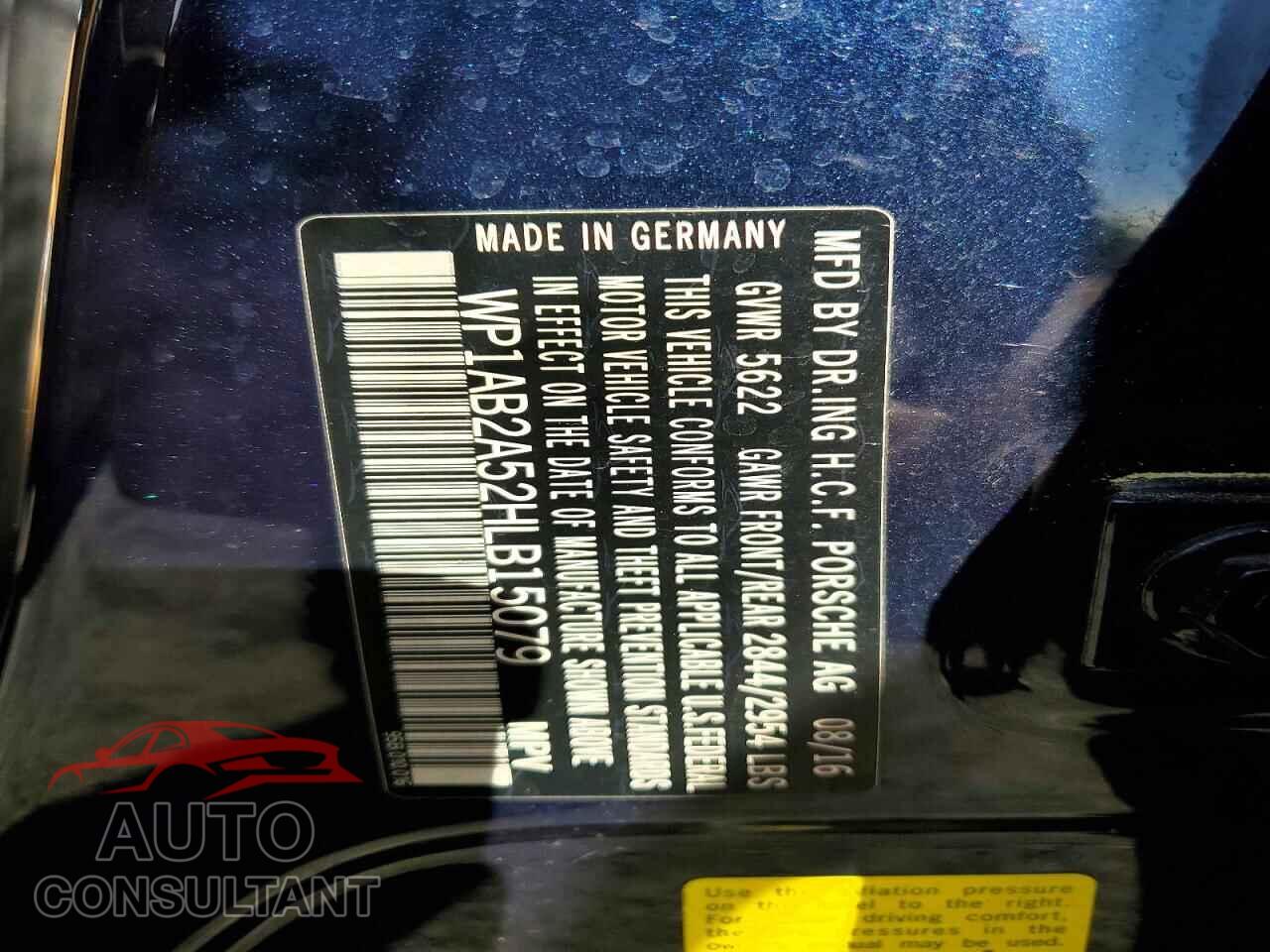 PORSCHE MACAN 2017 - WP1AB2A52HLB15079