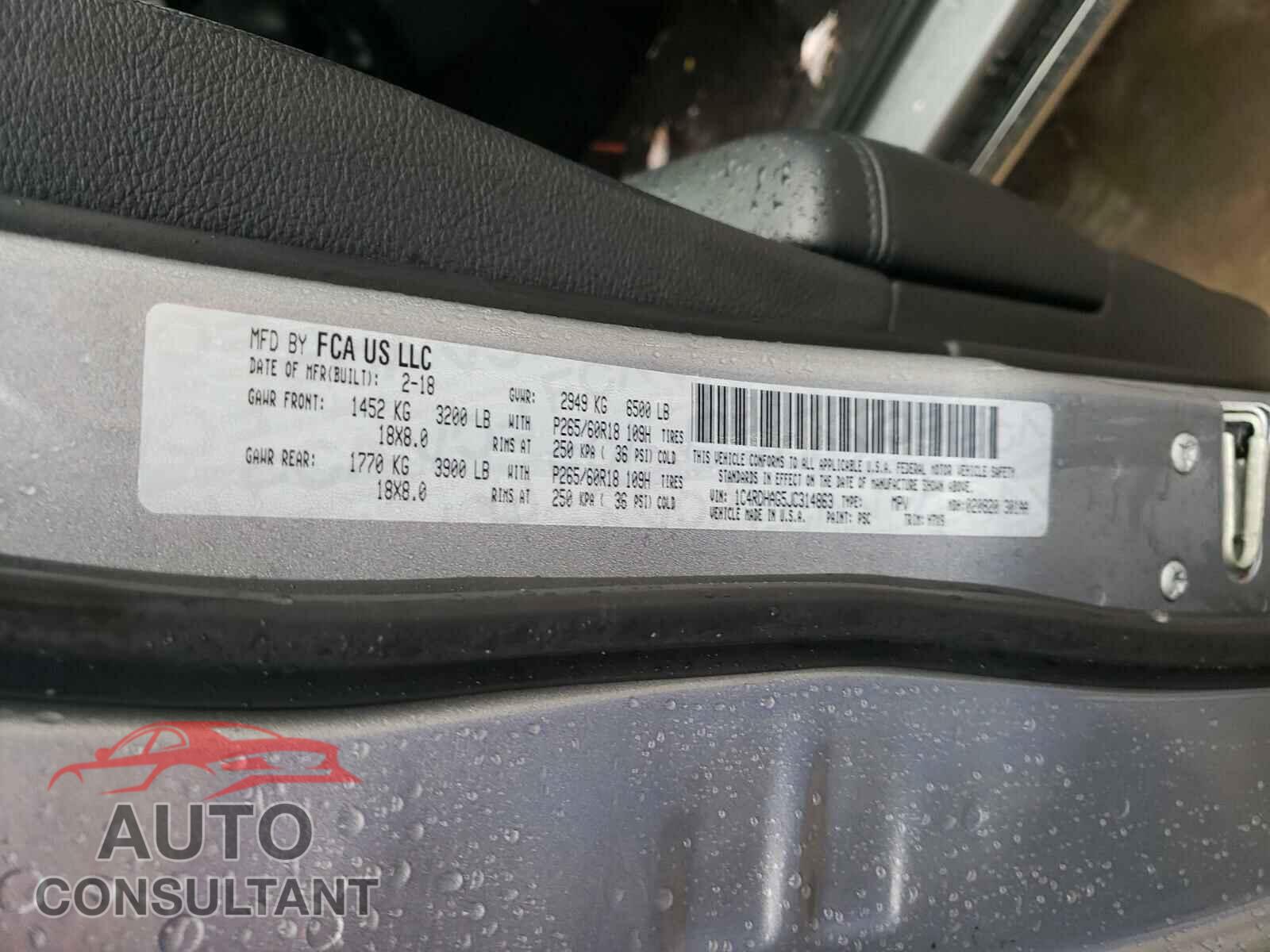 DODGE DURANGO 2018 - 1C4RDHAG5JC314863
