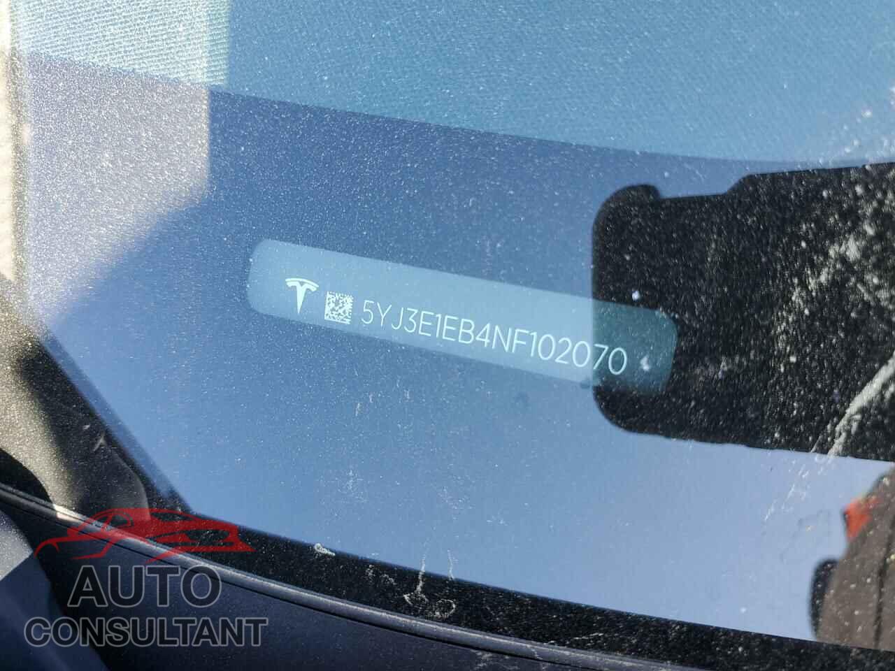 TESLA MODEL 3 2022 - 5YJ3E1EB4NF102070