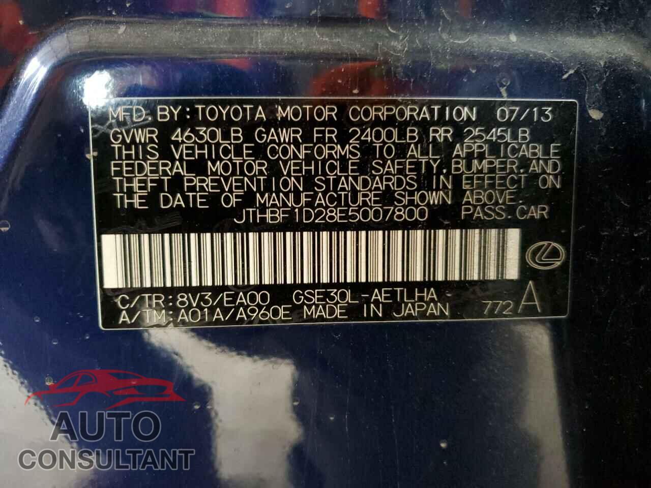 LEXUS IS 2014 - JTHBF1D28E5007800