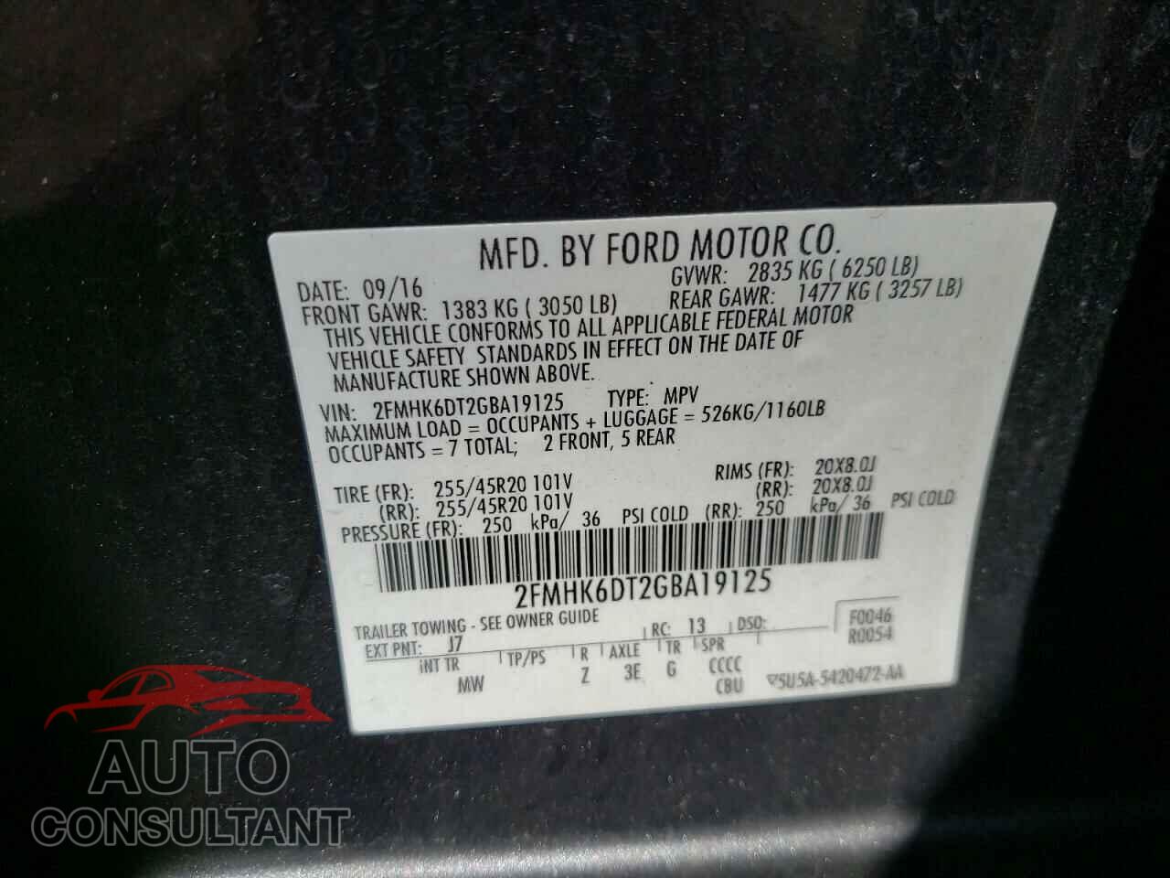FORD FLEX 2016 - 2FMHK6DT2GBA19125
