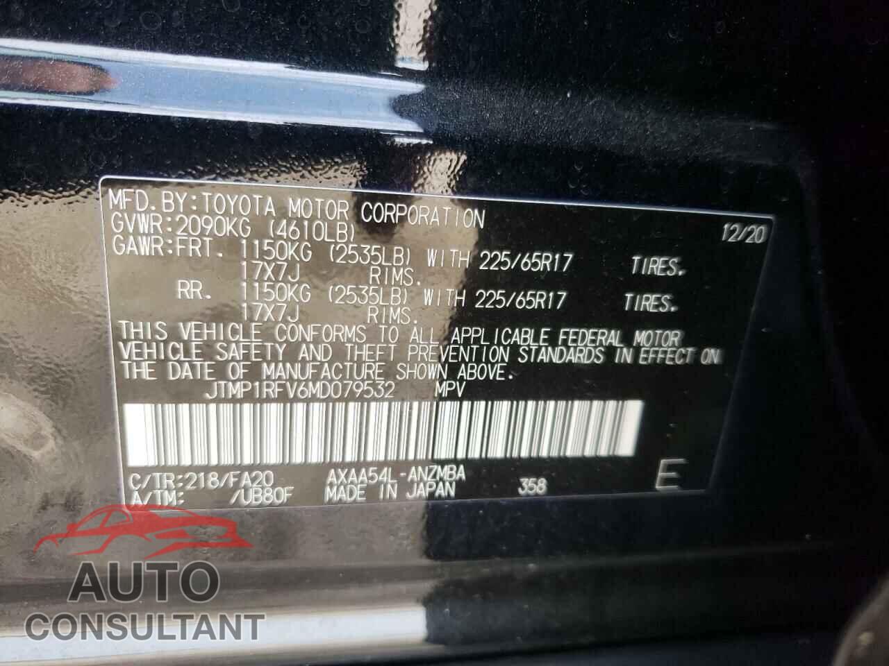 TOYOTA RAV4 2021 - JTMP1RFV6MD079532