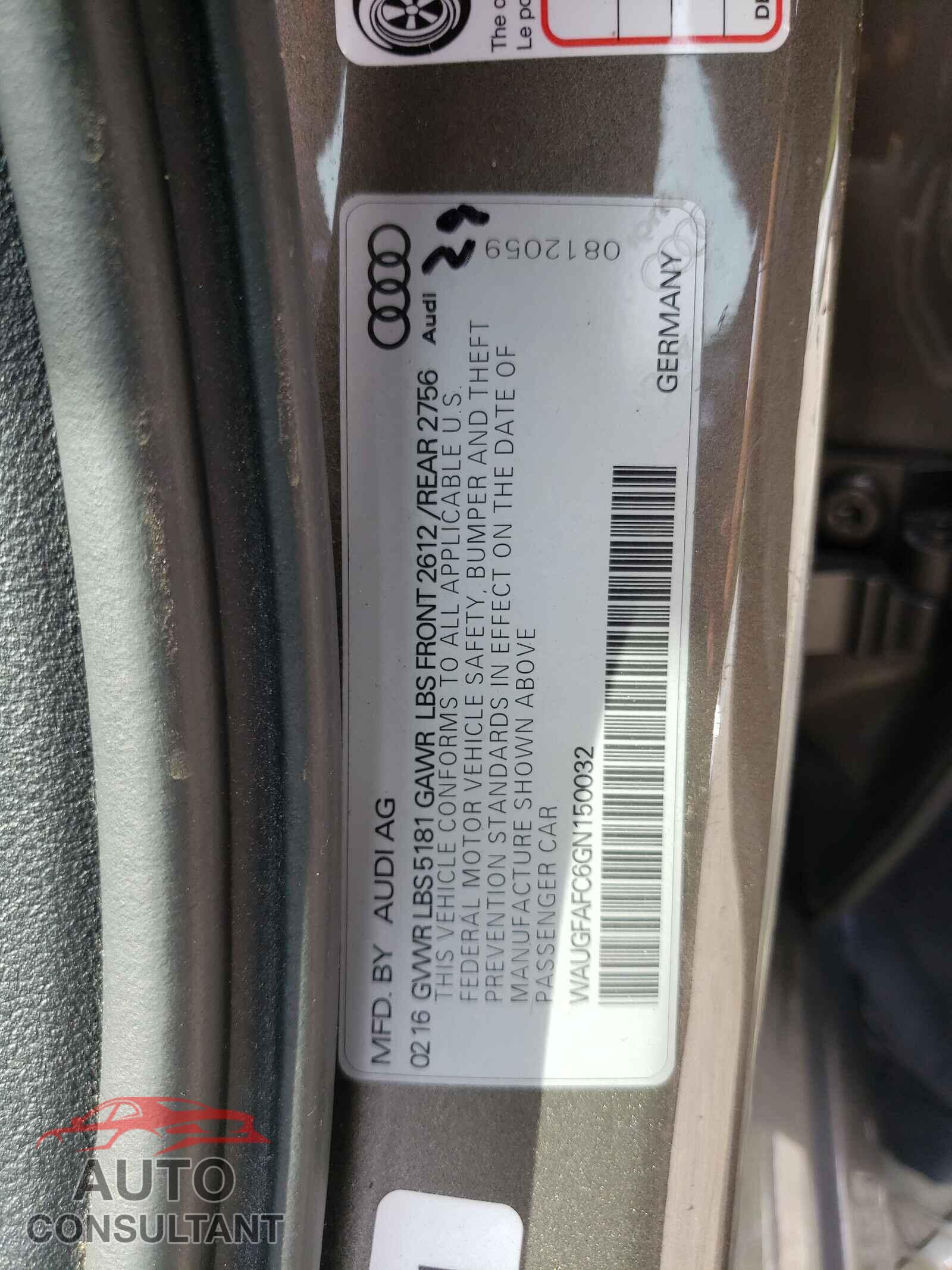 AUDI A6 2016 - WAUGFAFC6GN150032