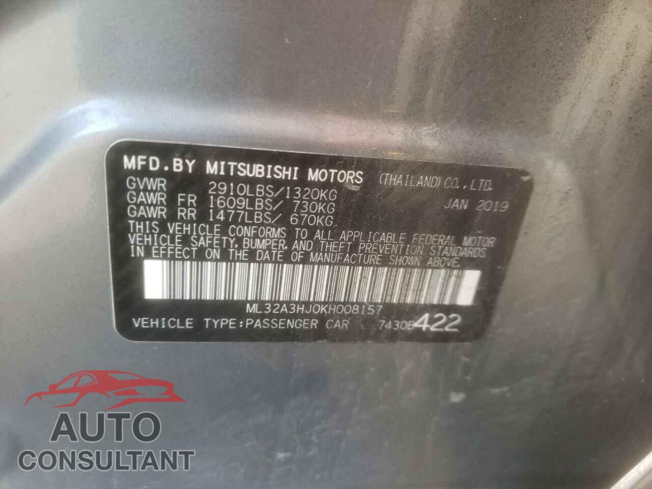MITSUBISHI MIRAGE 2019 - ML32A3HJ0KH008157
