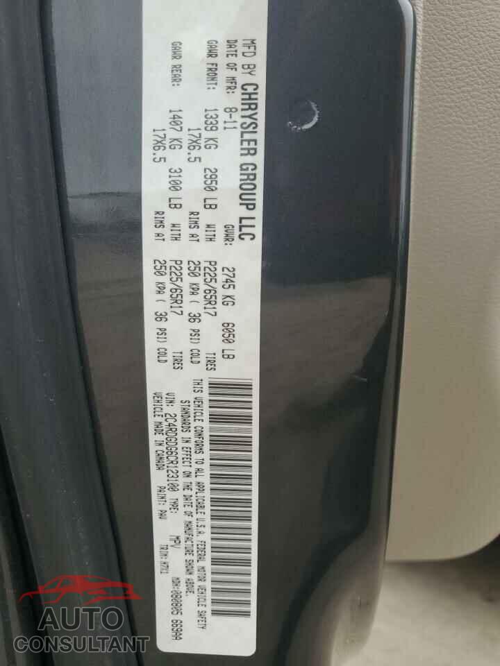 DODGE CARAVAN 2012 - 2C4RDGDG6CR123100