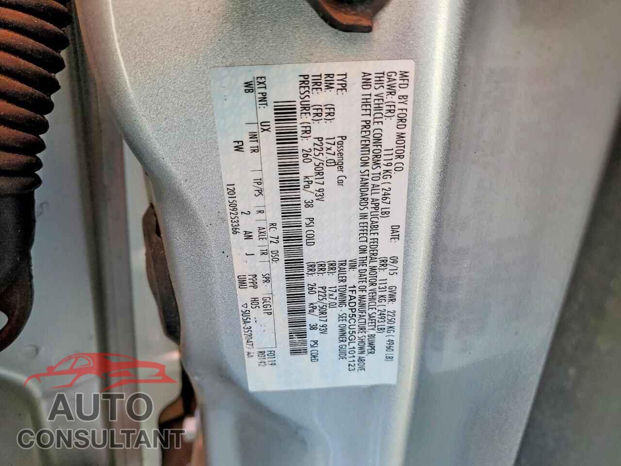 FORD CMAX 2016 - 1FADP5CU5GL101123