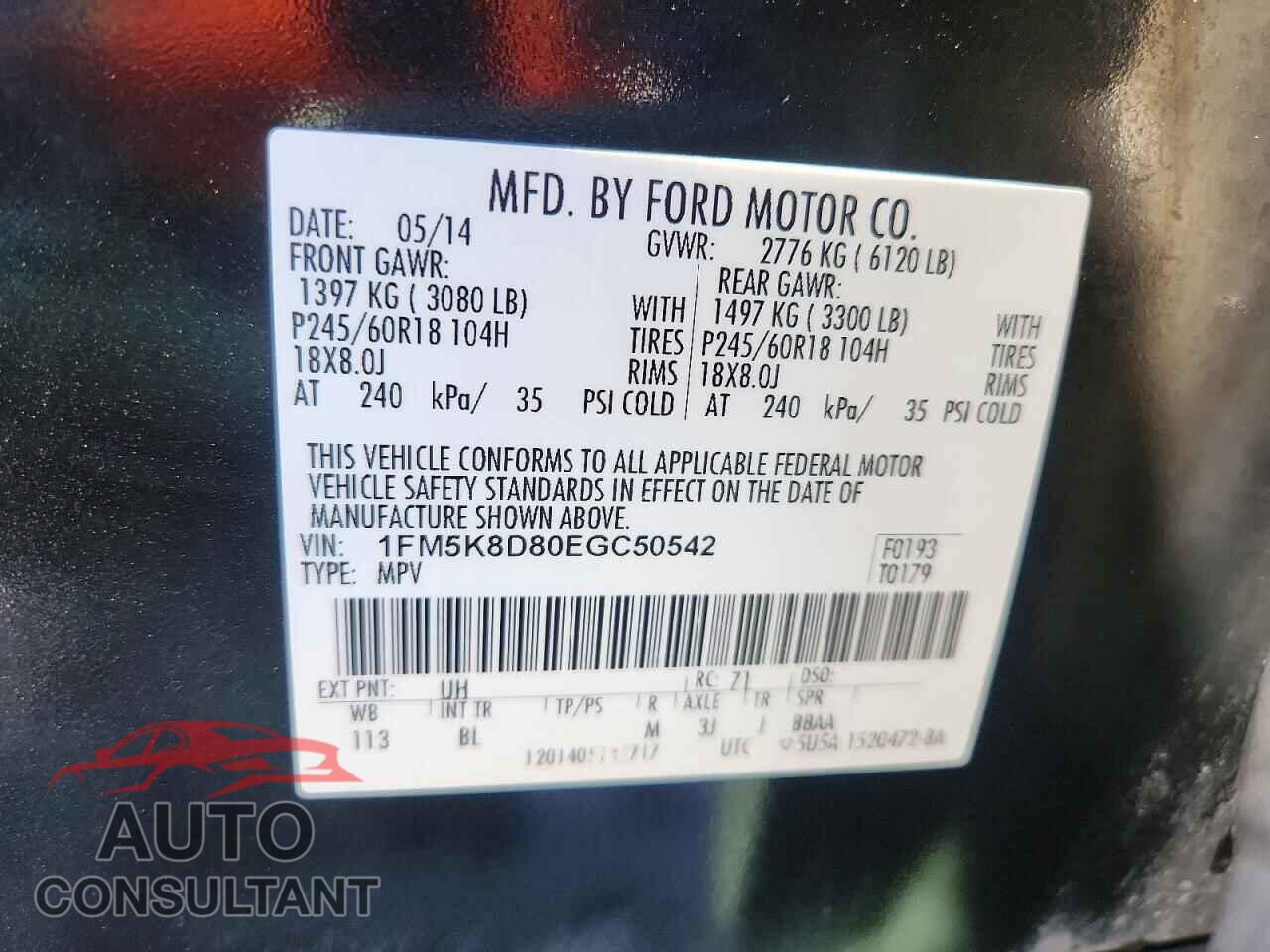 FORD EXPLORER 2014 - 1FM5K8D80EGC50542