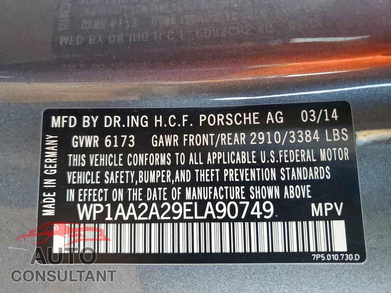 PORSCHE CAYENNE 2014 - WP1AA2A29ELA90749