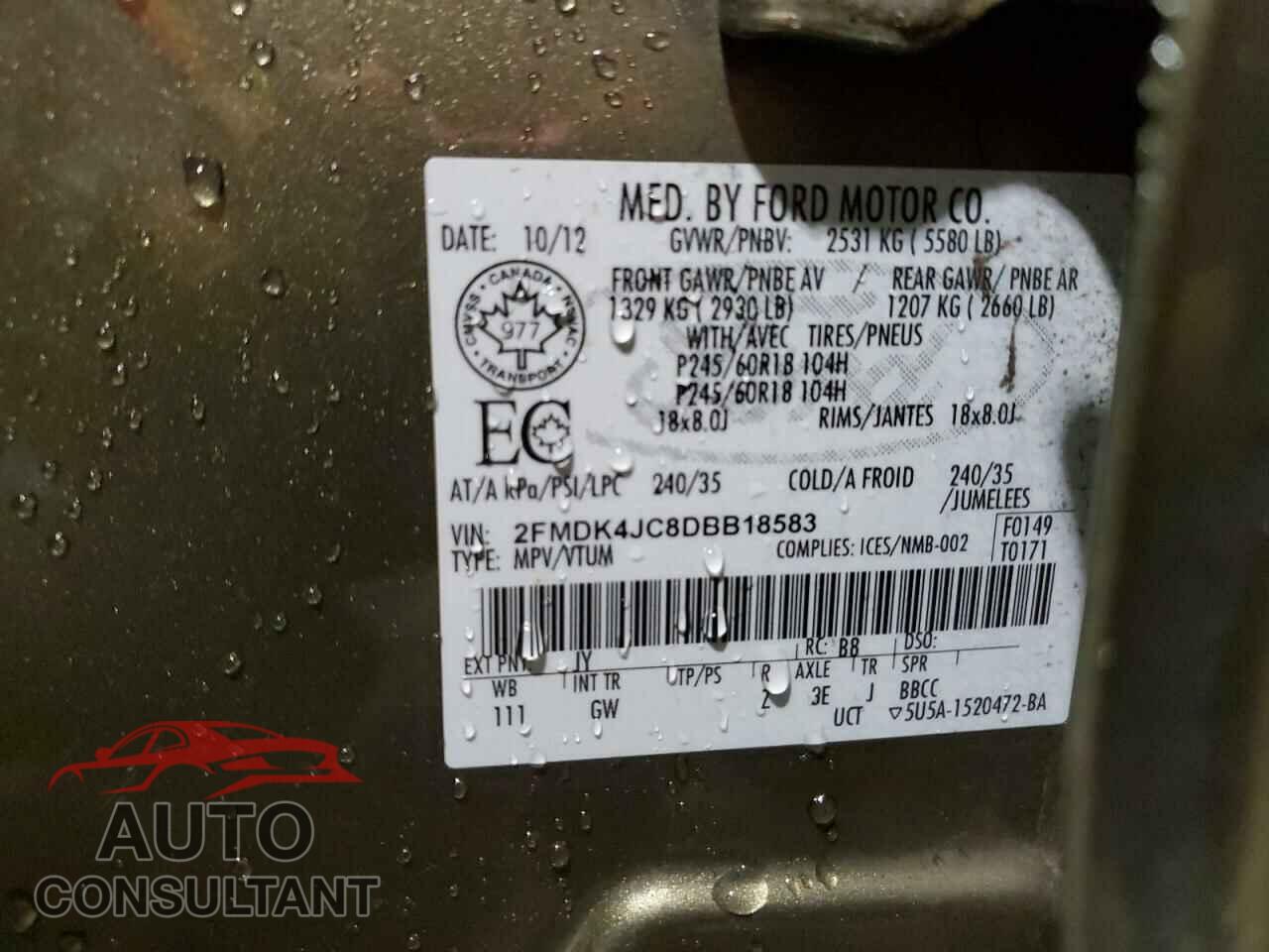 FORD EDGE 2013 - 2FMDK4JC8DBB18583