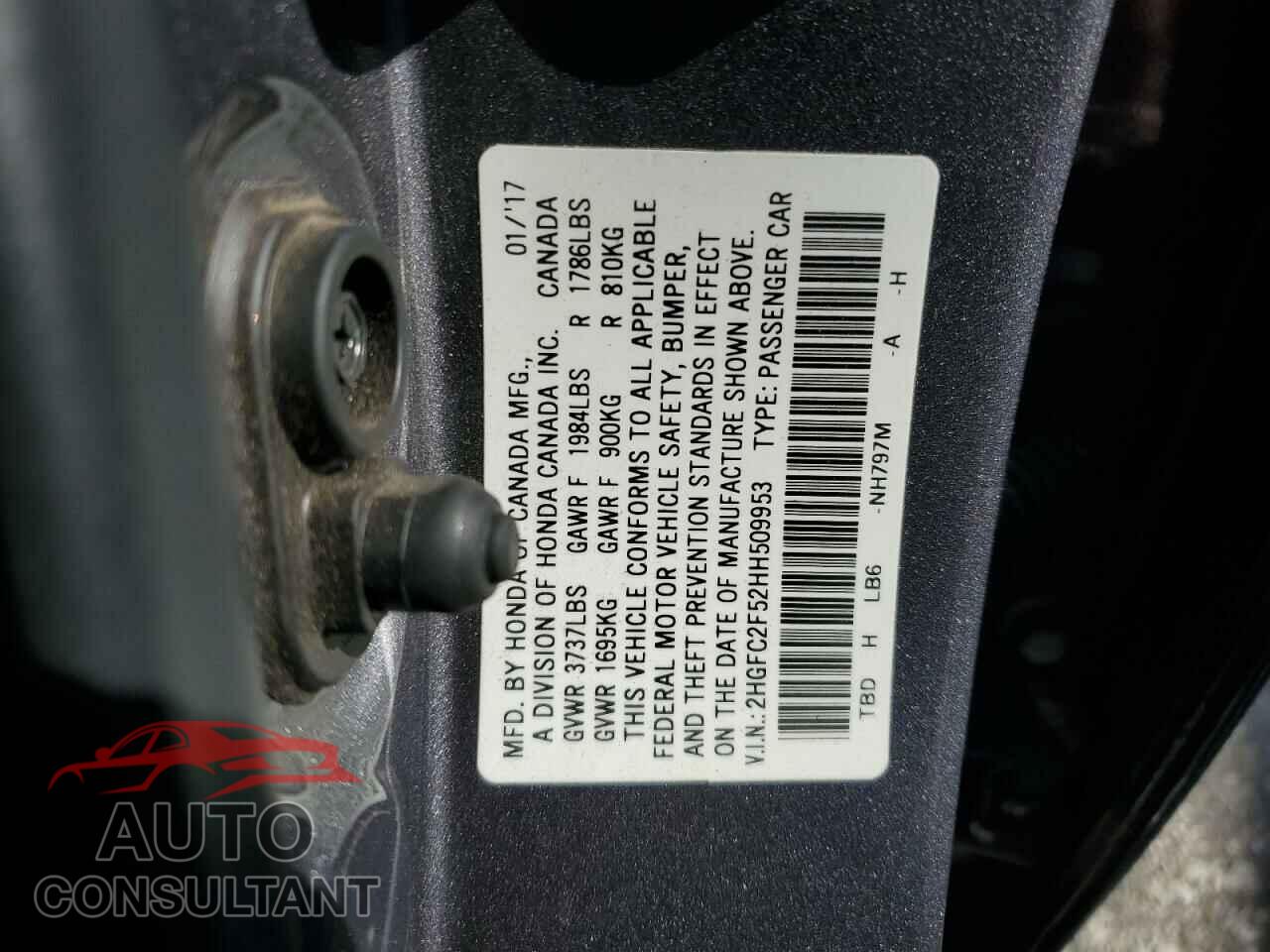 HONDA CIVIC 2017 - 2HGFC2F52HH509953