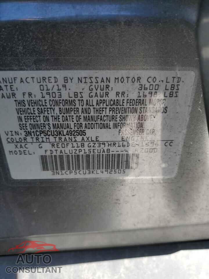 NISSAN KICKS 2019 - 3N1CP5CU3KL492505