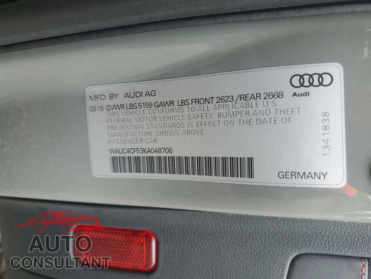 AUDI S5/RS5 2019 - WAUC4CF53KA048706