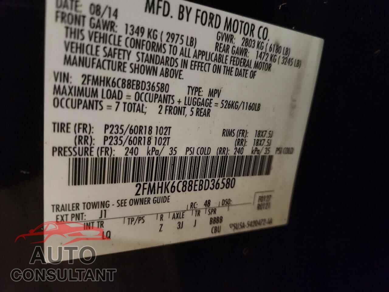 FORD FLEX 2014 - 2FMHK6C88EBD36580