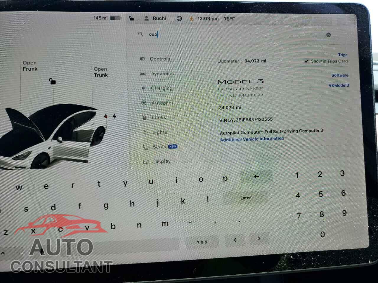 TESLA MODEL 3 2022 - 5YJ3E1EB8NF120555