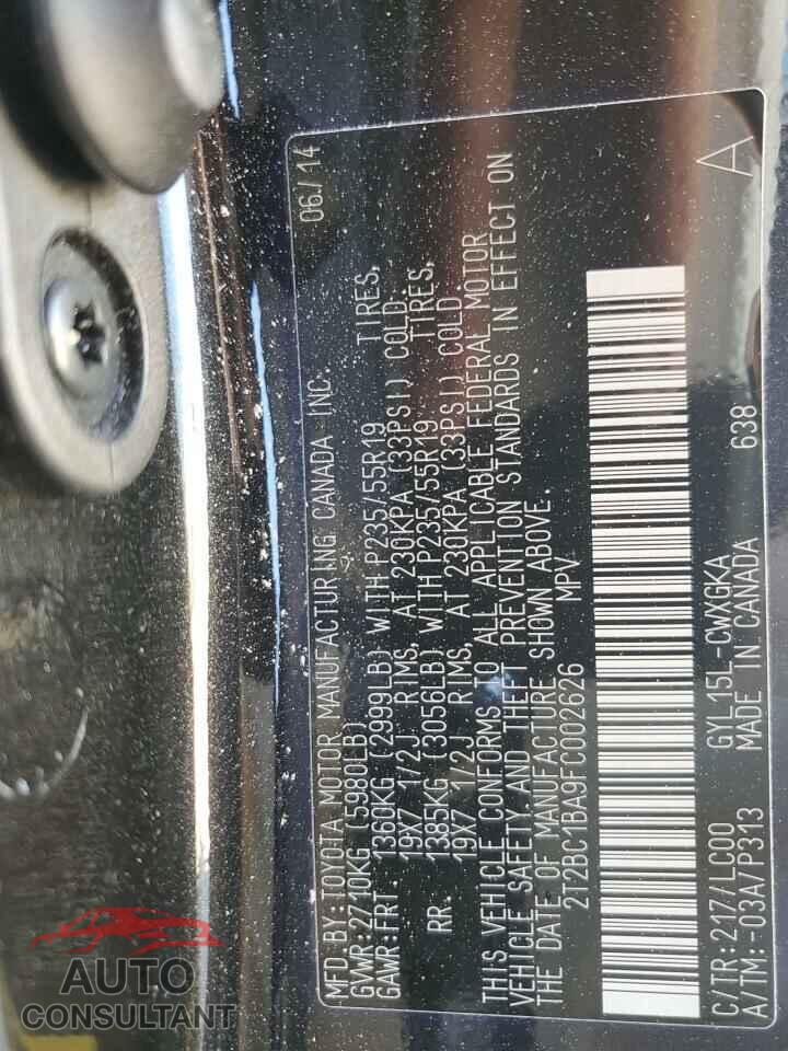 LEXUS RX450 2015 - 2T2BC1BA9FC002626