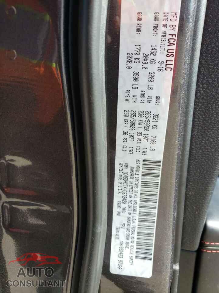 DODGE DURANGO 2017 - 1C4SDHCTXHC672420