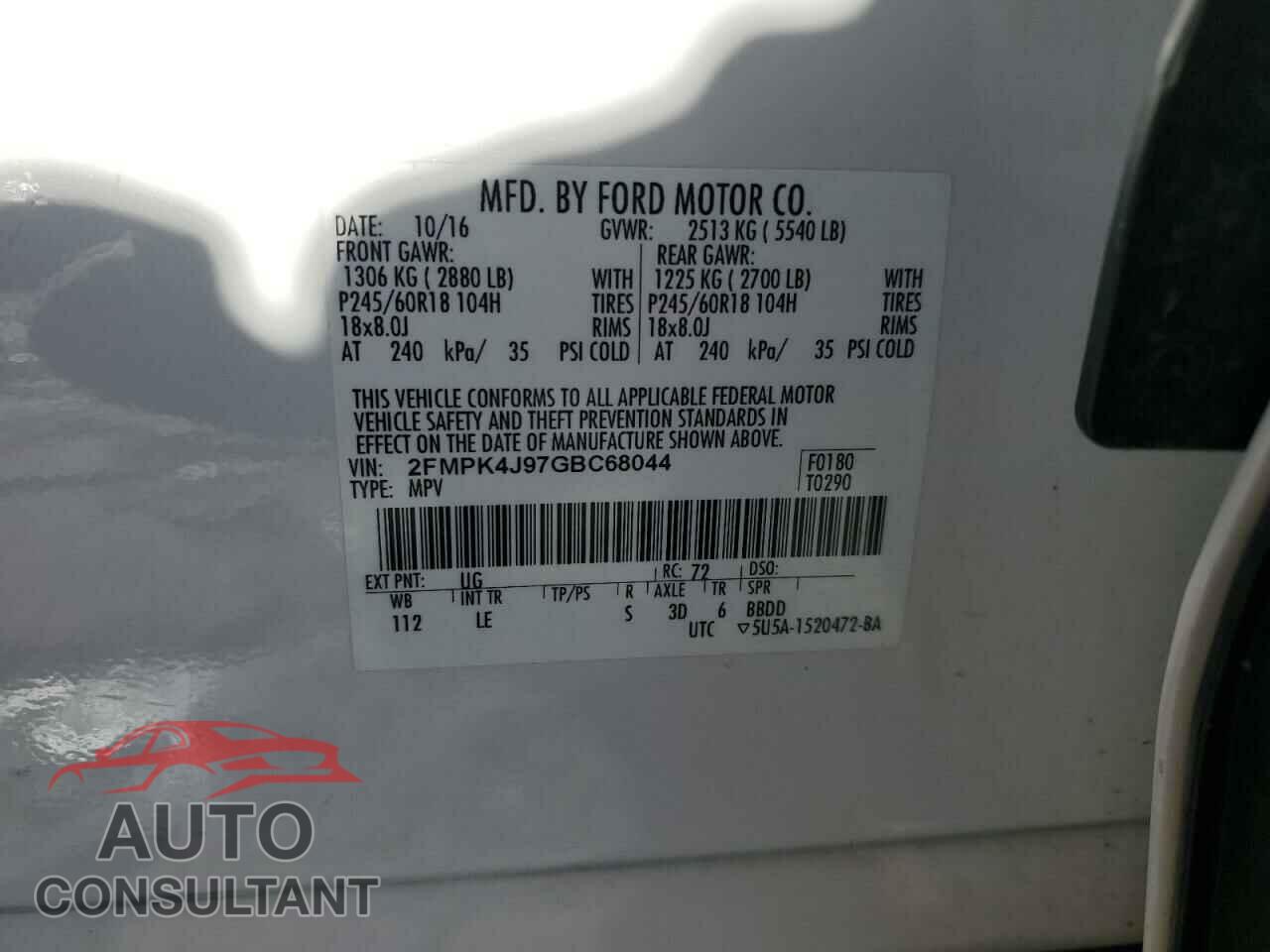 FORD EDGE 2016 - 2FMPK4J97GBC68044