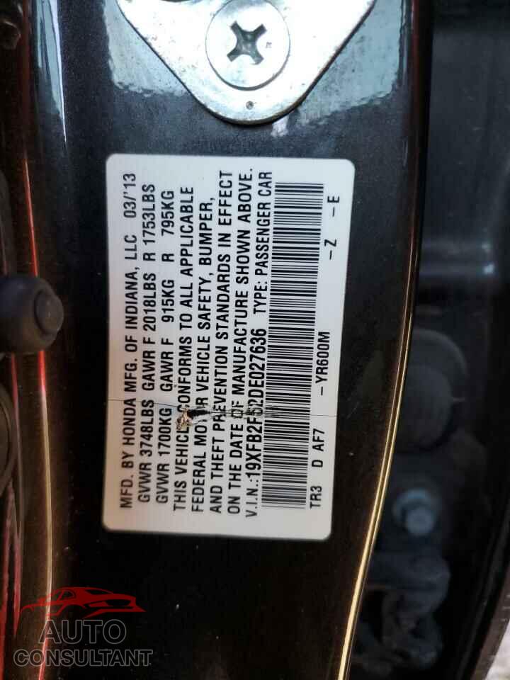 HONDA CIVIC 2013 - 19XFB2F52DE027636