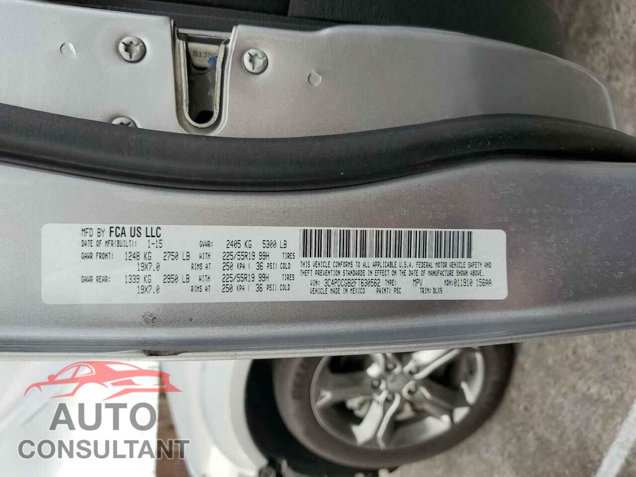 DODGE JOURNEY 2015 - 3C4PDCGB2FT630562
