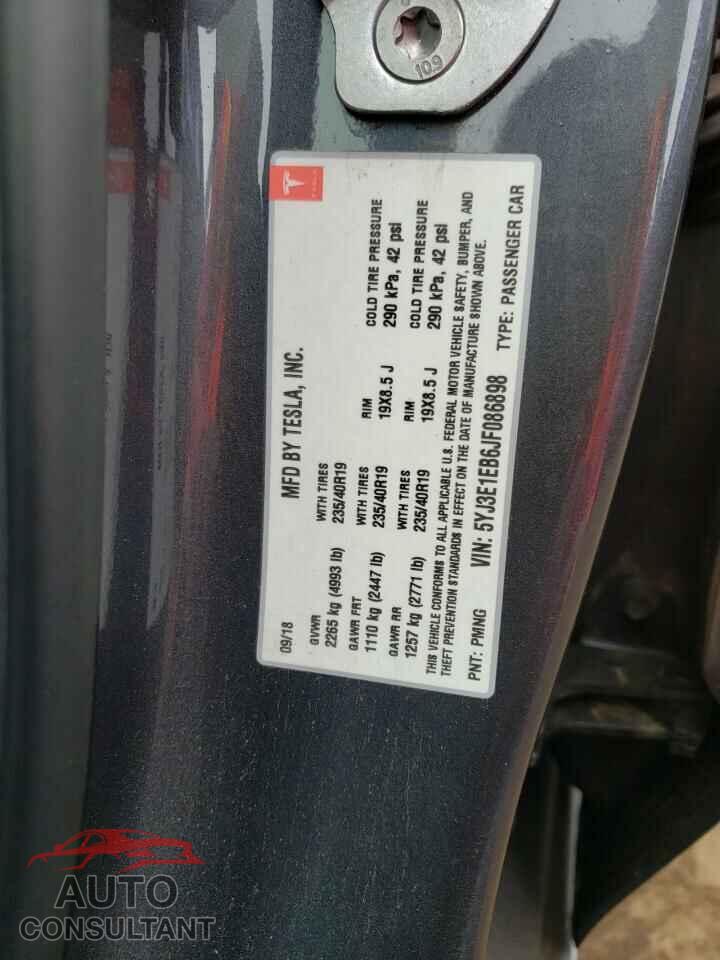 TESLA MODEL 3 2018 - 5YJ3E1EB6JF086898