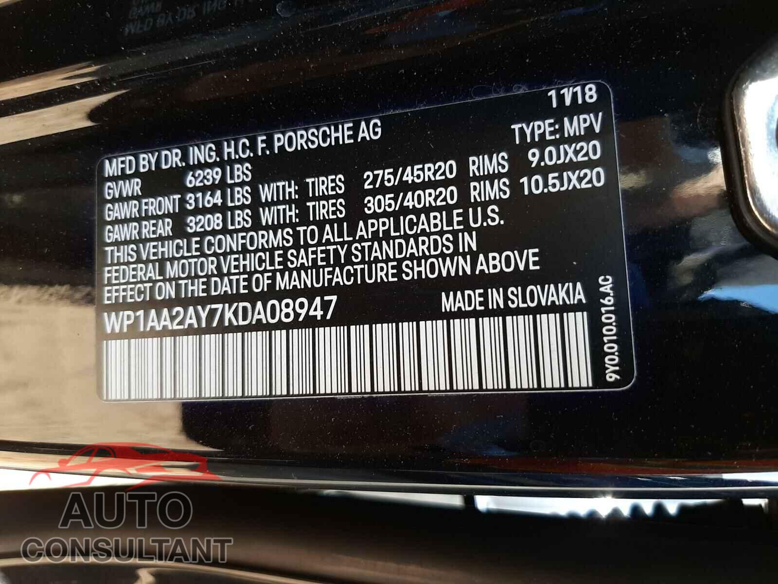 PORSCHE CAYENNE 2019 - WP1AA2AY7KDA08947