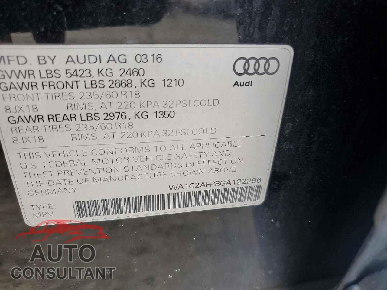 AUDI Q5 2016 - WA1C2AFP8GA122296