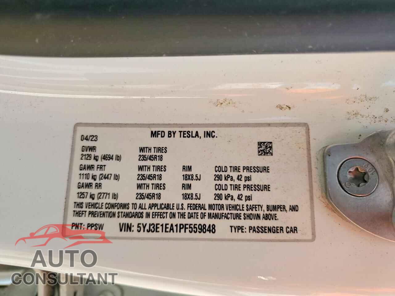 TESLA MODEL 3 2023 - 5YJ3E1EA1PF559848