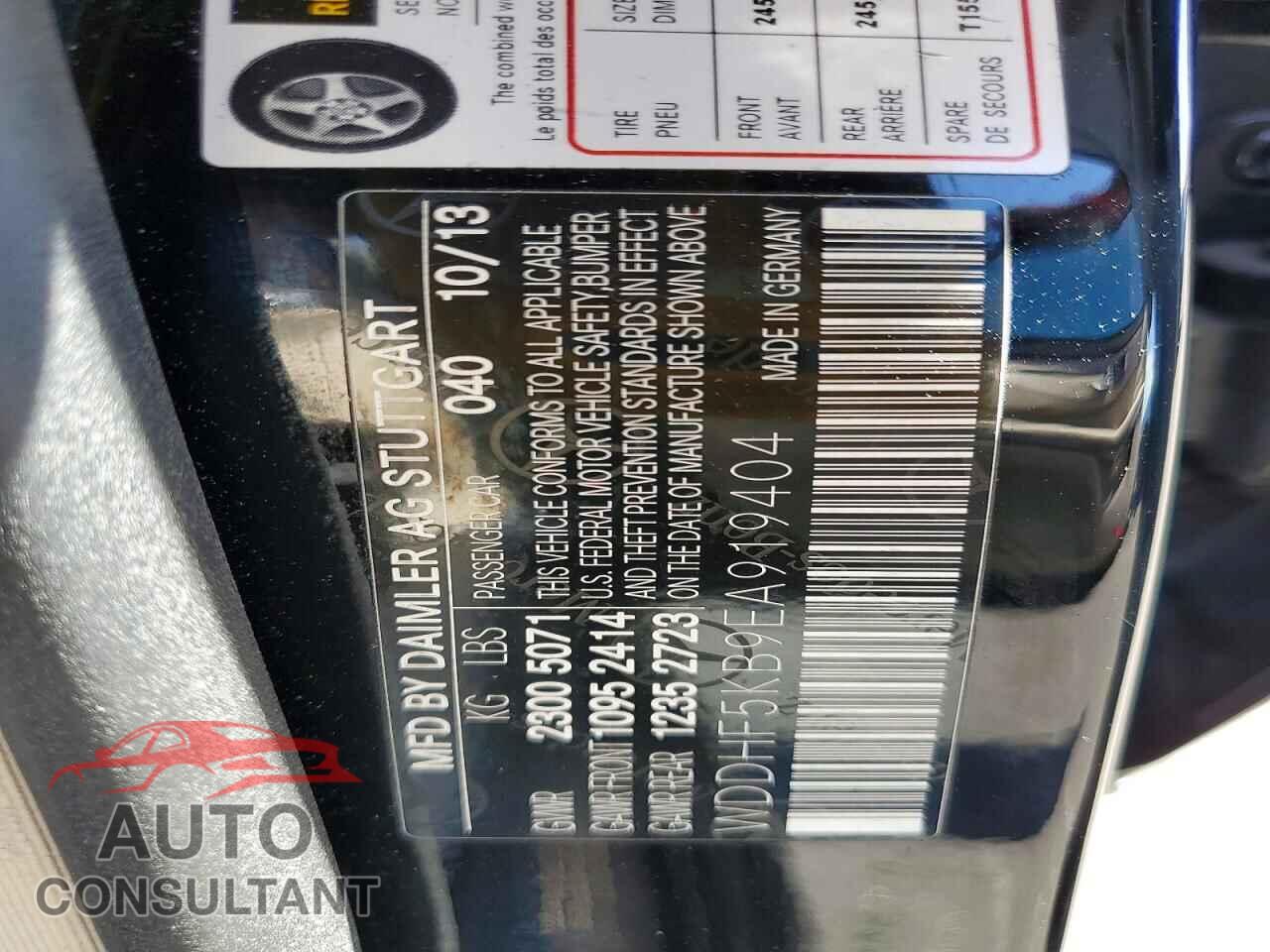 MERCEDES-BENZ E-CLASS 2014 - WDDHF5KB9EA919404